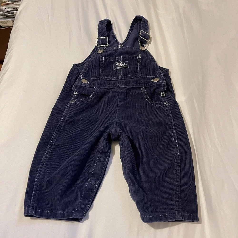 Vintage 90's Baby B'gosh/ Osh Kosh Corduroy Blue  Navy Overalls Size 12‎ Months
